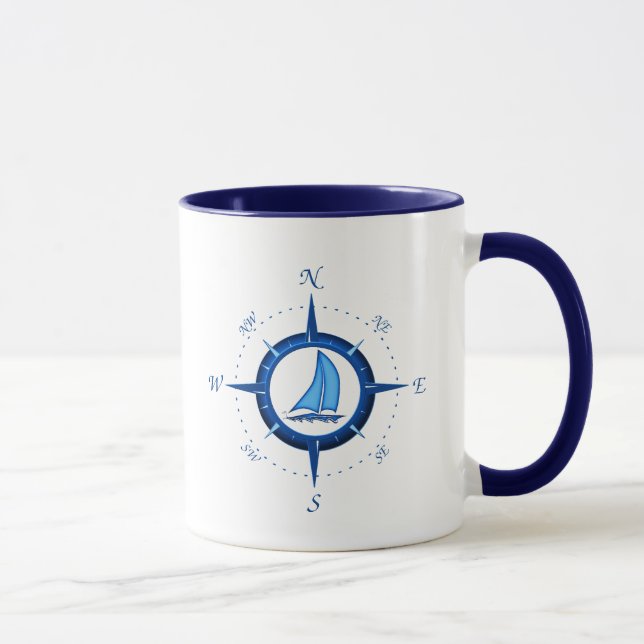 Caneca Rosa do veleiro e de compasso (Direita)