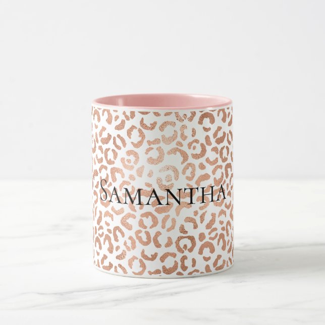 Caneca Rosa Dourada Glam Leopardo (Centro)