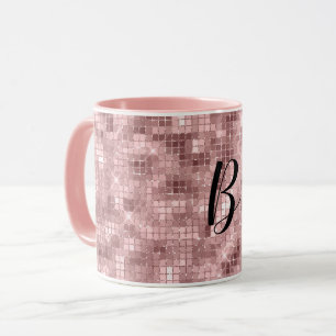 Caneca Rosa Dourado Luxuoso Brilhante Espelhado