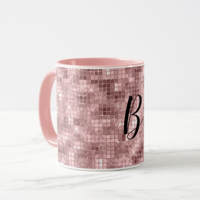 Caneca Rosa Dourado Luxuoso Brilhante Espelhado (Frente Esquerda)