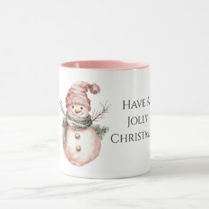 Caneca Rosa Dourado Natal Snowman