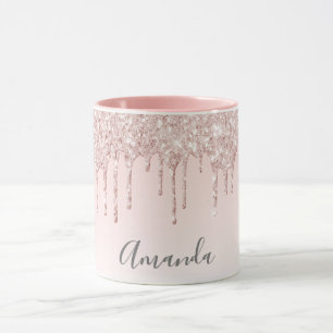 Caneca Rosa dourado push nome