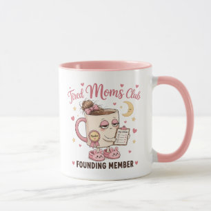 Caneca Rosa Engraçada Membro Fundador Clube de Mãe