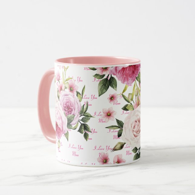 Caneca Rosa Eu Te Amo Mamãe Mug (Frente Esquerda)