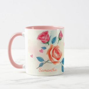 Caneca Rosa Floral e deleção cardíaca