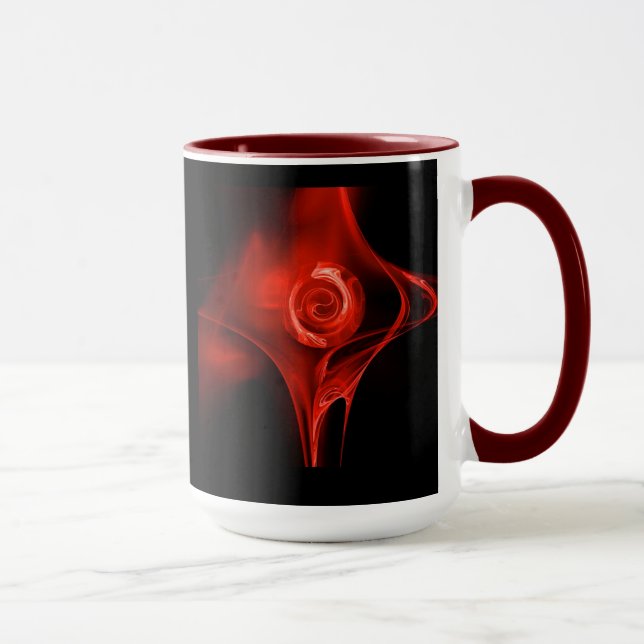 Caneca ROSA FRACTAL, vermelho, preto (Direita)