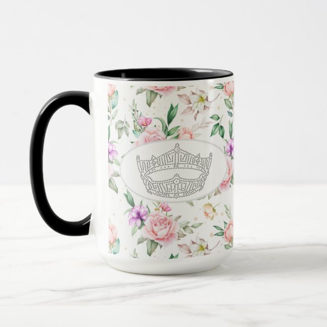 Caneca Rosa Impressão da Coroa Americana Mug de Dois Tons (Esquerda)