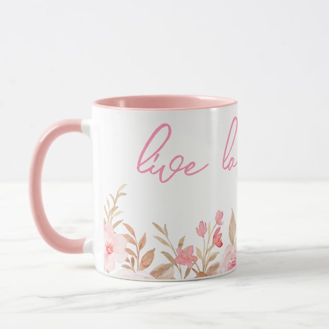 Caneca Rosa Live Laugh Love (Esquerda)