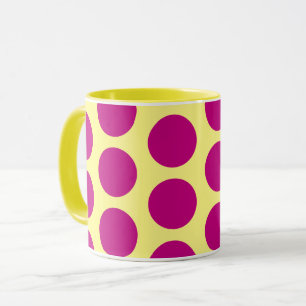 Caneca Rosa na Bolinhas amarela da Taça Mug