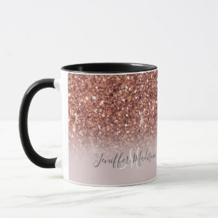 Caneca Rosa personalizado, Dourado, brilha, luxo 