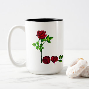 Caneca Rosa pintada à Mão - Xícara Romântica
