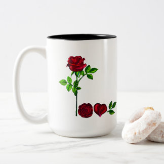 Caneca Rosa pintada à Mão - Xícara Romântica