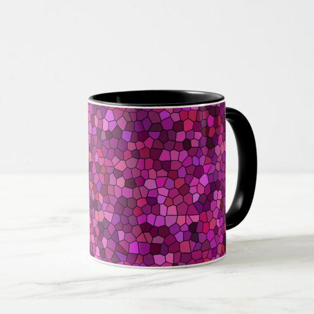 Caneca Rosa Púrpura do Mosaico (Frente Esquerda)