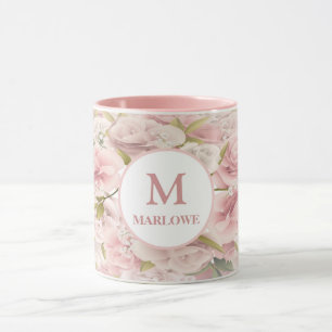 Caneca rosa romântico chic elegante