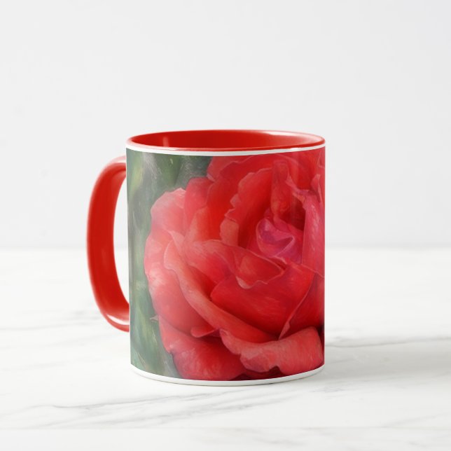 Caneca Rosa vermelha Artsy Floral Mug (Frente Esquerda)