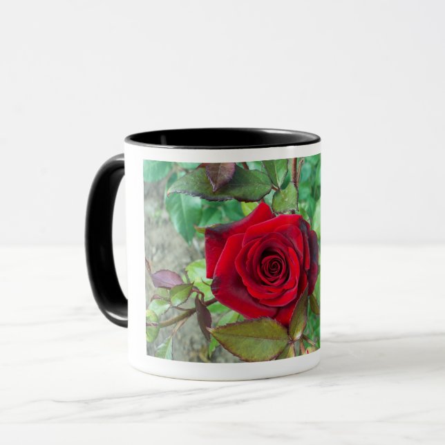 Caneca Rosa vermelha Dia de os namorados (Frente Esquerda)