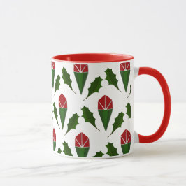 Caneca Rosa vermelha Elegante e padrão floral Holly