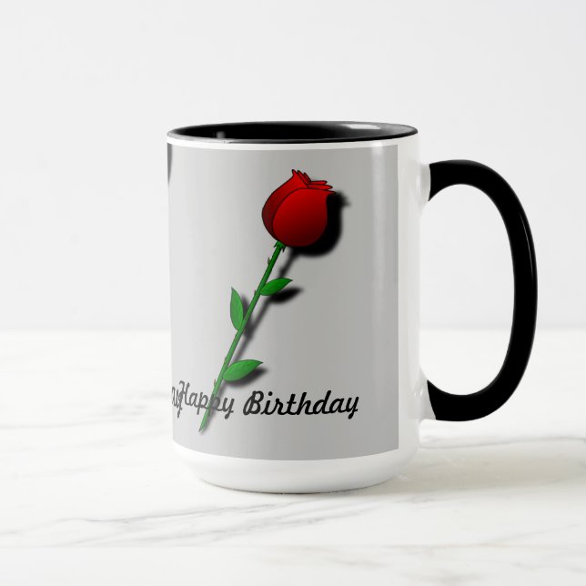 Caneca rosa vermelha "Parabéns" (Direita)