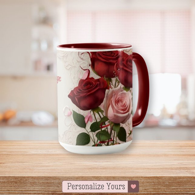 Caneca Rosa vermelha personalizada (Personalized Red Rose Mug)