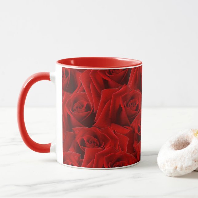 Caneca Rosa vermelha romântica (Com Donut)