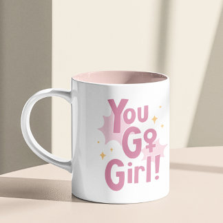 Caneca Rosa You Go Girl | Xícara de Café Inspirado