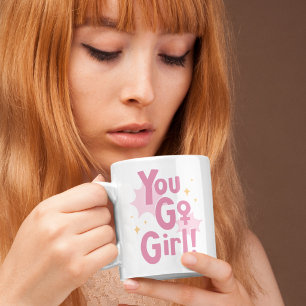 Caneca Rosa You Go Girl Xícara de Café Inspirado