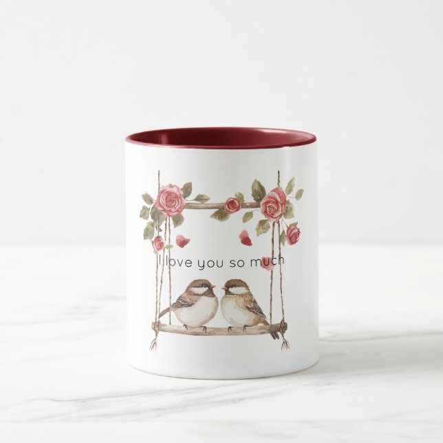 Caneca Rosas Amam Pássaros no Balanço (Centro)