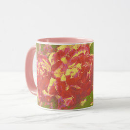 Caneca Rosas bonito, cor-de-rosa, Abstrato amarelo