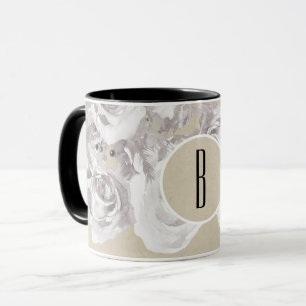 Caneca Rosas Brancas Rústicas de Inverno Shabby Chic Kraf
