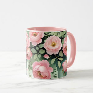 Caneca Rosas Cor-de-Rosa e Fitas