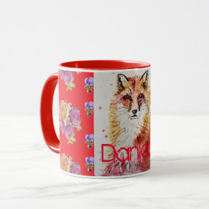 Caneca Rosas De Animais De Raposa Vermelha Cúbica, Floral