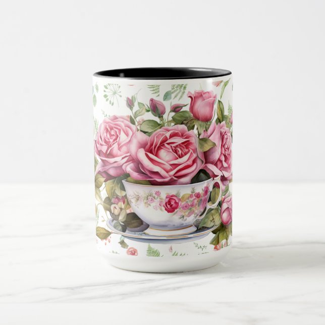 Caneca rosas de aquarela quic (Centro)