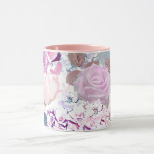 Caneca Rosas de aquarelas e híbridos.