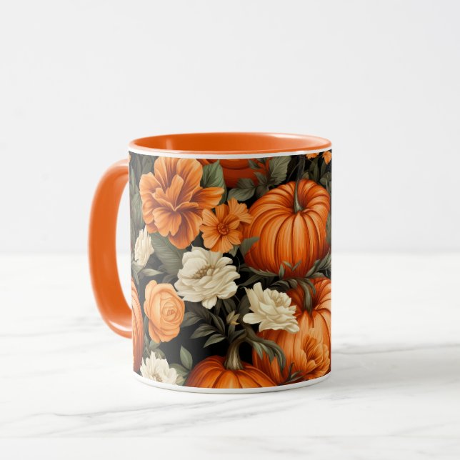 Caneca Rosas de Bombas Flores de Outono (Frente Esquerda)