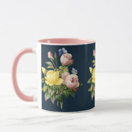 Caneca Rosas de Flor Amarelo Rosa Jardim Botânico Floral