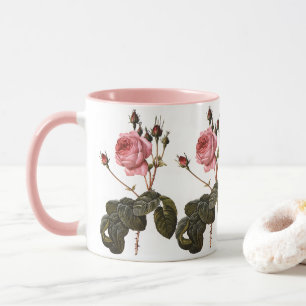 Caneca Rosas de jardim cor-de-rosa antigas em flor