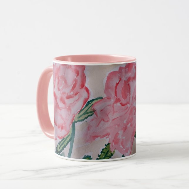 Caneca Rosas de Verão abstrato (Frente Esquerda)