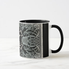 Caneca Rosas De Vintagem E Lillies Em Monograma Preto