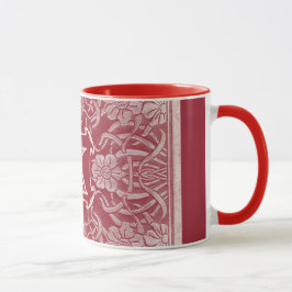 Caneca Rosas De Vintagem E Lillies Em Monograma Vermelho