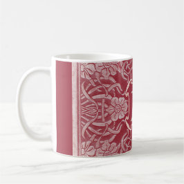 Caneca Rosas De Vintagem E Lillies Em Monograma Vermelho