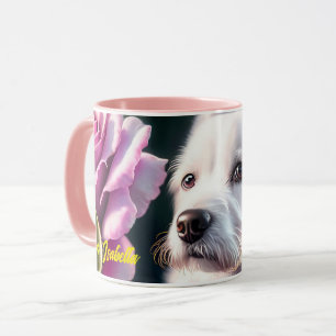 Caneca Rosas E Coleção De Cachorros