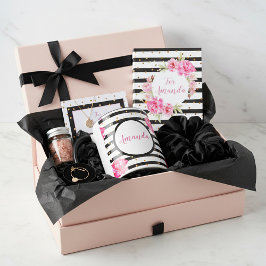 Caneca Rosas e listras femininas personalizadas