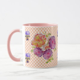 Caneca Rosas e Violetas Rosa verificam Mug de Aquarela Sh