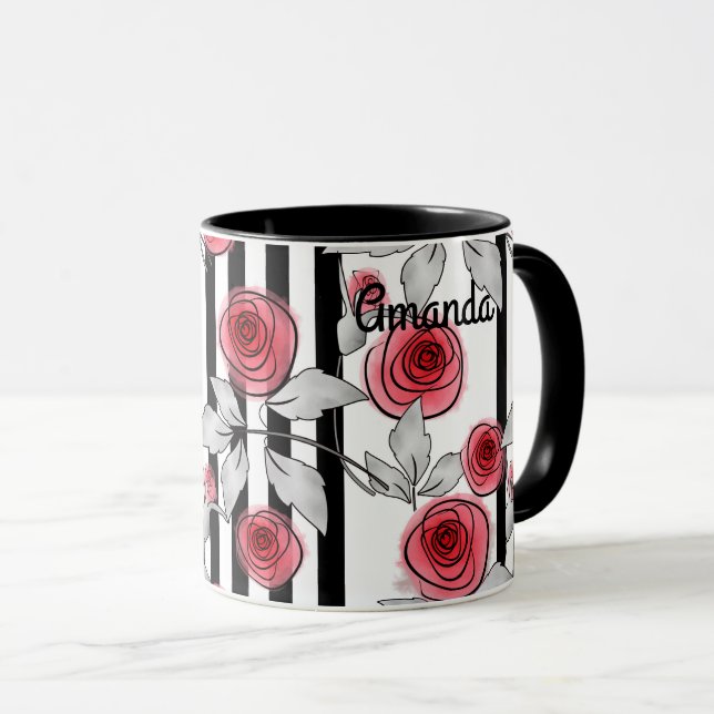 Caneca Rosas em aquarela (Frente Esquerda)