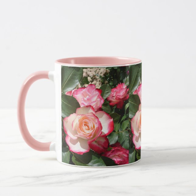 Caneca Rosas Florais de Rosa vermelho e branco (Esquerda)