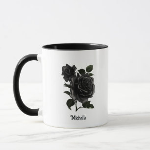 Caneca Rosas Pretas Góticas Personalizadas Vintage