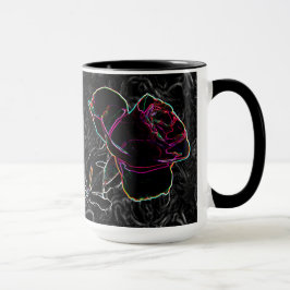 Caneca Rosas Red & Violet Neon segurando mãos em preto BG