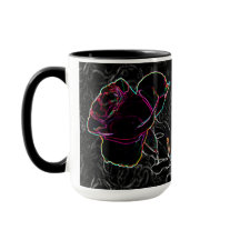 Rosas Red & Violet Neon segurando mãos em preto BG