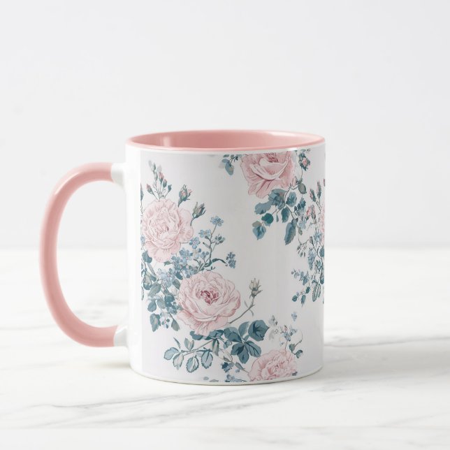 Caneca Rosas Rosa em Branco (Esquerda)
