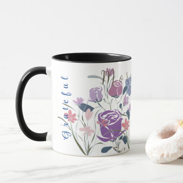 Caneca Rosas Roxos (Com Donut)
